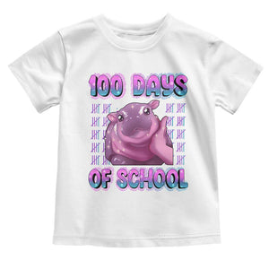 100th Day Of School Toddler T Shirt Cute Moo Deng Baby Hippo 100 Days TS09 White Print Your Wear