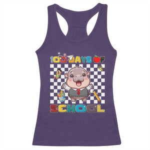 Moo Deng 100th Day Of School Racerback Tank Top Cute Baby Hippo 100 Days TS09 Purple Print Your Wear