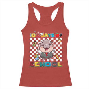 Moo Deng 100th Day Of School Racerback Tank Top Cute Baby Hippo 100 Days TS09 Red Print Your Wear