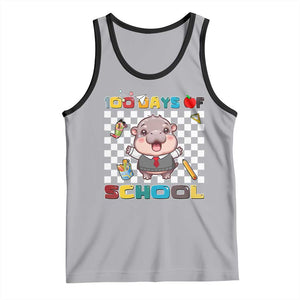 Moo Deng 100th Day Of School Tank Top Cute Baby Hippo 100 Days TS09 Athletic Heather Black Print Your Wear
