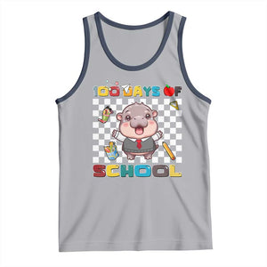 Moo Deng 100th Day Of School Tank Top Cute Baby Hippo 100 Days TS09 Athletic Heather Navy Print Your Wear