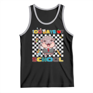 Moo Deng 100th Day Of School Tank Top Cute Baby Hippo 100 Days TS09 Black Athletic Heather Print Your Wear