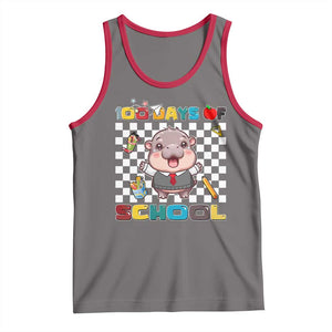 Moo Deng 100th Day Of School Tank Top Cute Baby Hippo 100 Days TS09 Deep Heather Red Print Your Wear