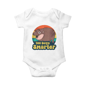 100th Day Of School Baby Onesie Moo Deng 100 Days Smarter Retro Baby Hippo TS09 White Print Your Wear