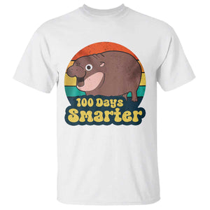 100th Day Of School T Shirt Moo Deng 100 Days Smarter Retro Baby Hippo TS09 White Print Your Wear