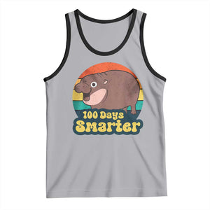 100th Day Of School Tank Top Moo Deng 100 Days Smarter Retro Baby Hippo TS09 Athletic Heather Black Print Your Wear