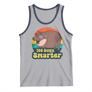 100th Day Of School Tank Top Moo Deng 100 Days Smarter Retro Baby Hippo TS09 Athletic Heather Navy Print Your Wear