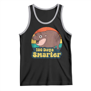 100th Day Of School Tank Top Moo Deng 100 Days Smarter Retro Baby Hippo TS09 Black Athletic Heather Print Your Wear