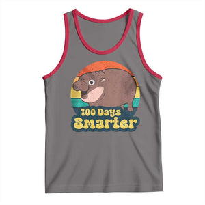 100th Day Of School Tank Top Moo Deng 100 Days Smarter Retro Baby Hippo TS09 Deep Heather Red Print Your Wear