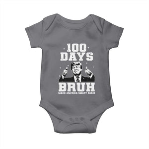 100th Day Of School Funny Trump Baby Onesie 100 Days Bruh TS09 Charcoal Print Your Wear