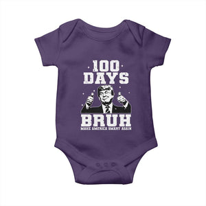 100th Day Of School Funny Trump Baby Onesie 100 Days Bruh TS09 Purple Print Your Wear