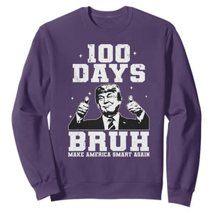 100th Day Of School Funny Trump Sweatshirt 100 Days Bruh TS09 Purple Print Your Wear