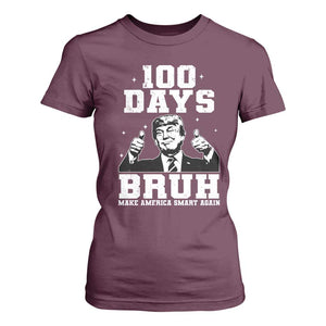 100th Day Of School Funny Trump T Shirt For Women 100 Days Bruh TS09 Maroon Print Your Wear
