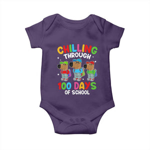 Funny Chilling Through 100 Days Of school Baby Onesie TS09 Purple Print Your Wear