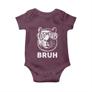 100th Day Of School Capybara Baby Onesie 100 Days Bruh Cool Capy Bara TS09 Maroon Print Your Wear