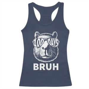 100th Day Of School Capybara Racerback Tank Top 100 Days Bruh Cool Capy Bara TS09 Navy Print Your Wear
