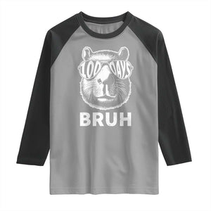 100th Day Of School Capybara Raglan Shirt 100 Days Bruh Cool Capy Bara TS09 Sport Gray Black Print Your Wear