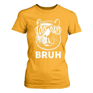 100th Day Of School Capybara T Shirt For Women 100 Days Bruh Cool Capy Bara TS09 Gold Print Your Wear