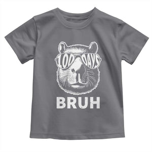 100th Day Of School Capybara Toddler T Shirt 100 Days Bruh Cool Capy Bara TS09 Charcoal Print Your Wear