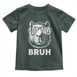 100th Day Of School Capybara Toddler T Shirt 100 Days Bruh Cool Capy Bara TS09 Dark Forest Green Print Your Wear