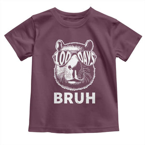 100th Day Of School Capybara Toddler T Shirt 100 Days Bruh Cool Capy Bara TS09 Maroon Print Your Wear