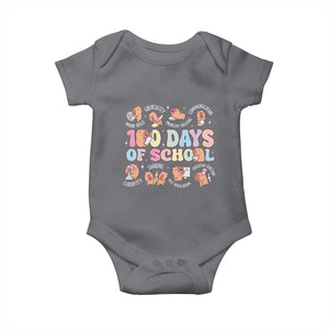 100th Day Of School Cute Capybara Baby Onesie Motor Skills Creativity Problem Solving Communication TS09 Charcoal Print Your Wear