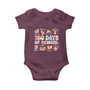 100th Day Of School Cute Capybara Baby Onesie Motor Skills Creativity Problem Solving Communication TS09 Maroon Print Your Wear