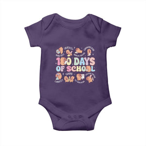 100th Day Of School Cute Capybara Baby Onesie Motor Skills Creativity Problem Solving Communication TS09 Purple Print Your Wear