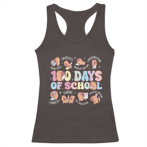 100th Day Of School Cute Capybara Racerback Tank Top Motor Skills Creativity Problem Solving Communication TS09 Dark Chocolate Print Your Wear