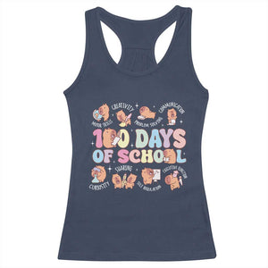 100th Day Of School Cute Capybara Racerback Tank Top Motor Skills Creativity Problem Solving Communication TS09 Navy Print Your Wear