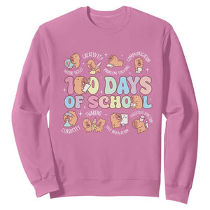 100th Day Of School Cute Capybara Sweatshirt Motor Skills Creativity Problem Solving Communication TS09 Azalea Print Your Wear