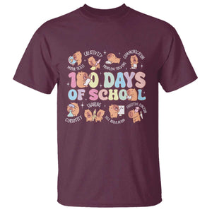 100th Day Of School Cute Capybara T Shirt Motor Skills Creativity Problem Solving Communication TS09 Maroon Print Your Wear