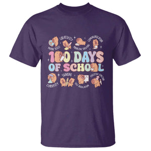 100th Day Of School Cute Capybara T Shirt Motor Skills Creativity Problem Solving Communication TS09 Purple Print Your Wear