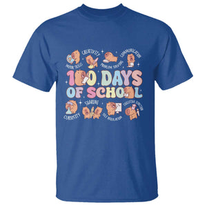 100th Day Of School Cute Capybara T Shirt Motor Skills Creativity Problem Solving Communication TS09 Royal Blue Print Your Wear