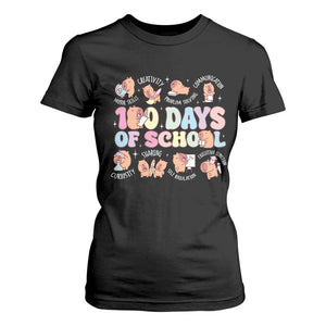 100th Day Of School Cute Capybara T Shirt For Women Motor Skills Creativity Problem Solving Communication TS09 Black Print Your Wear