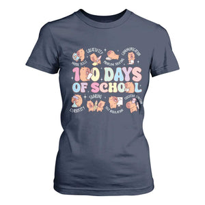100th Day Of School Cute Capybara T Shirt For Women Motor Skills Creativity Problem Solving Communication TS09 Navy Print Your Wear