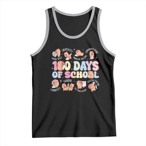 100th Day Of School Cute Capybara Tank Top Motor Skills Creativity Problem Solving Communication TS09 Black Athletic Heather Print Your Wear