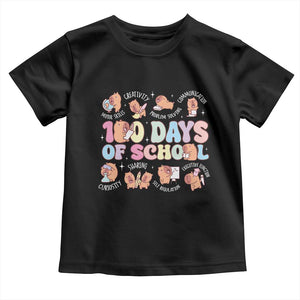 100th Day Of School Cute Capybara Toddler T Shirt Motor Skills Creativity Problem Solving Communication TS09 Black Print Your Wear