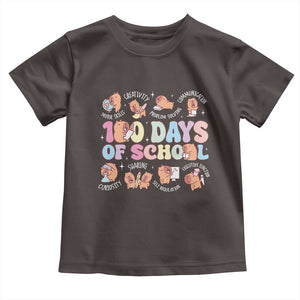 100th Day Of School Cute Capybara Toddler T Shirt Motor Skills Creativity Problem Solving Communication TS09 Dark Chocolate Print Your Wear