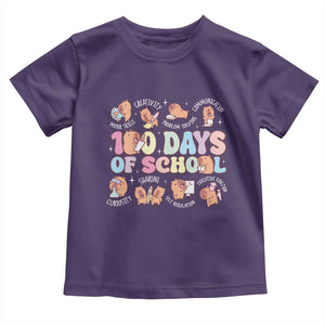 100th Day Of School Cute Capybara Toddler T Shirt Motor Skills Creativity Problem Solving Communication TS09 Purple Print Your Wear