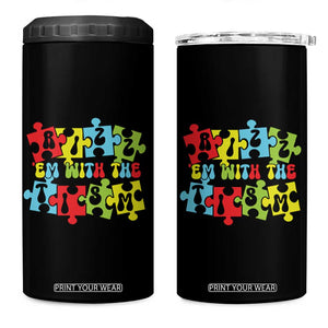 Autism Awareness 4 in 1 Can Cooler Tumbler Rizz'em With The Tism Autistic TS09 One Size: 16 oz Black Print Your Wear