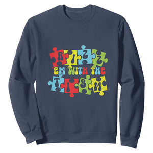 Autism Awareness Sweatshirt Rizz'em With The Tism Autistic TS09 Navy Printyourwear