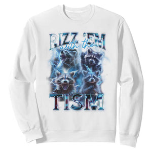 Autism Awareness Sweatshirt Rizz Em With The Tism Funny Meme Autistic Raccoon TS09 White Printyourwear