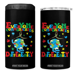 Autism Awareness 4 in 1 Can Cooler Tumbler Everyone Communicates Different Puzzle Cute Earth TS09 One Size: 16 oz Black Print Your Wear