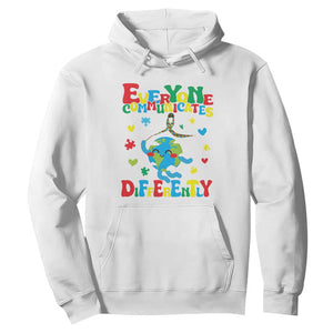 Autism Awareness Hoodie Everyone Communicates Different Puzzle Cute Earth TS09 White Printyourwear