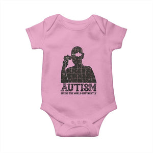 Autism Awareness Baby Onesie Autistic Seeing The World From A Different Angle Aesthetic TS09 Light Pink Print Your Wear