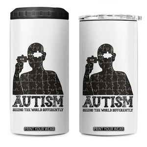 Autism Awareness 4 in 1 Can Cooler Tumbler Autistic Seeing The World From A Different Angle Aesthetic TS09 One Size: 16 oz White Print Your Wear