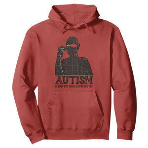 Autism Awareness Hoodie Autistic Seeing The World From A Different Angle Aesthetic TS09 Red Print Your Wear