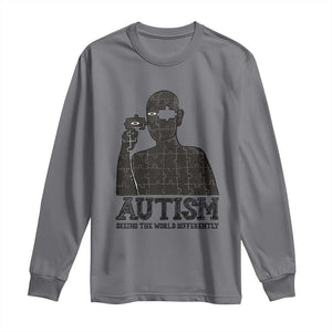 Autism Awareness Long Sleeve Shirt Autistic Seeing The World From A Different Angle Aesthetic TS09 Charcoal Print Your Wear