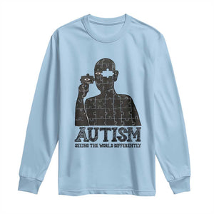 Autism Awareness Long Sleeve Shirt Autistic Seeing The World From A Different Angle Aesthetic TS09 Light Blue Print Your Wear